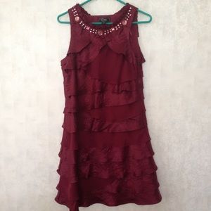 Red ruffled dress